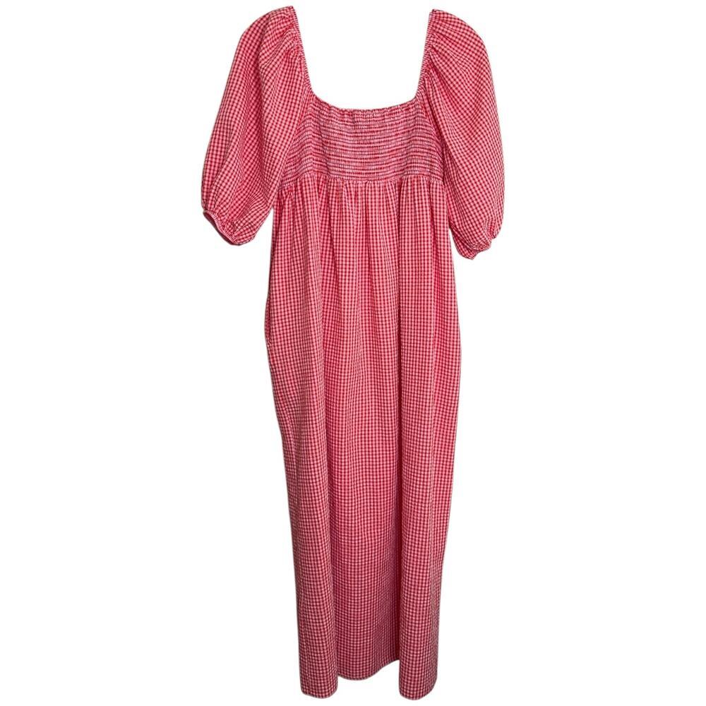 Nobody’s Child Women's ‘Kylie’ Midi Smock Dress Gingham Red/Pink Size UK 10 US 6 - Picture 2 of 12